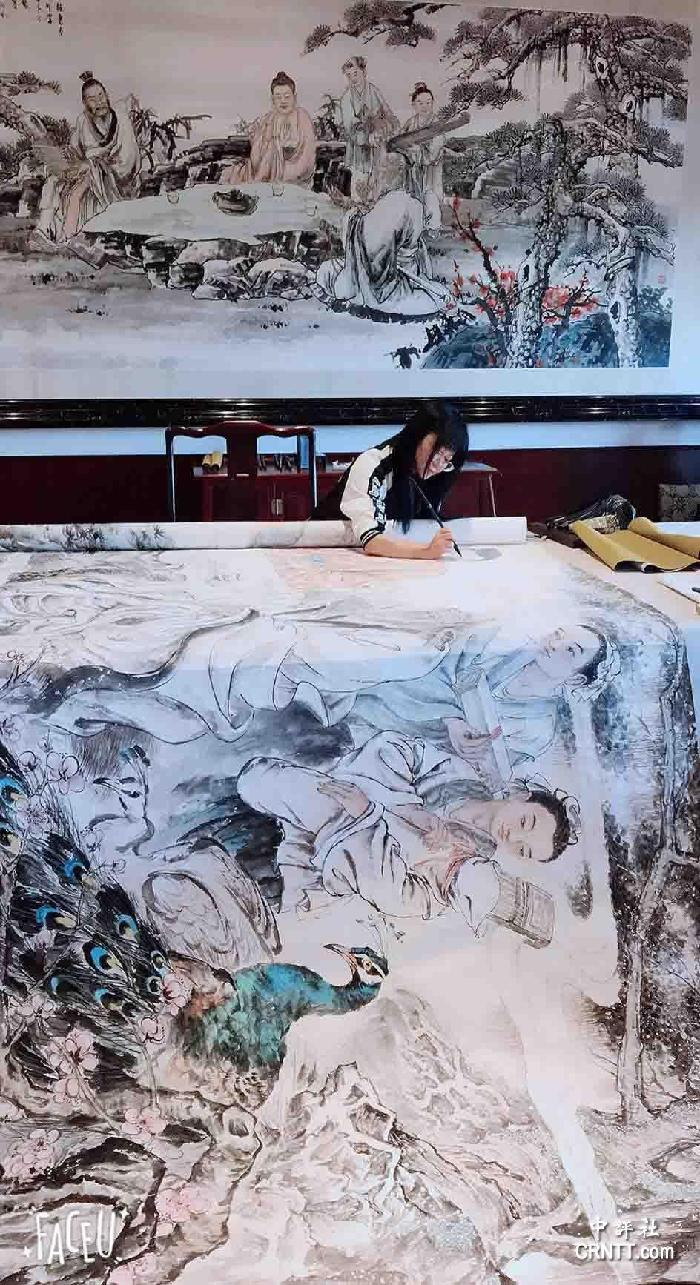 余鍵《道法自然》，國畫， 500X200cm，福州鼓山涌泉寺收藏